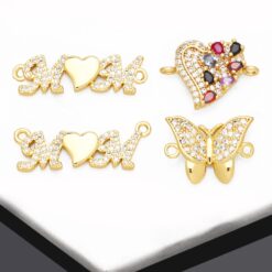 3pcs/Lot Copper Shell Butterfly Connector Charm Star Sun Round Wholesale  Women Bracelet Making Charms DIY